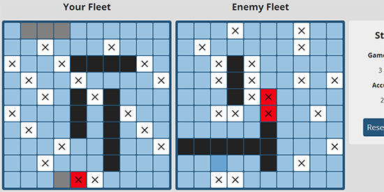 Screenshot of the Battleboat.js app