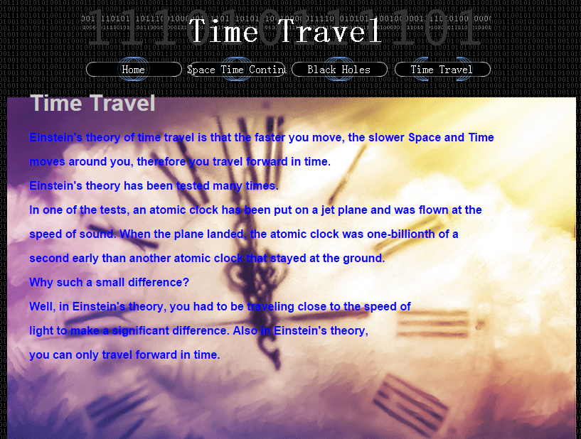 An image of the first website I ever made