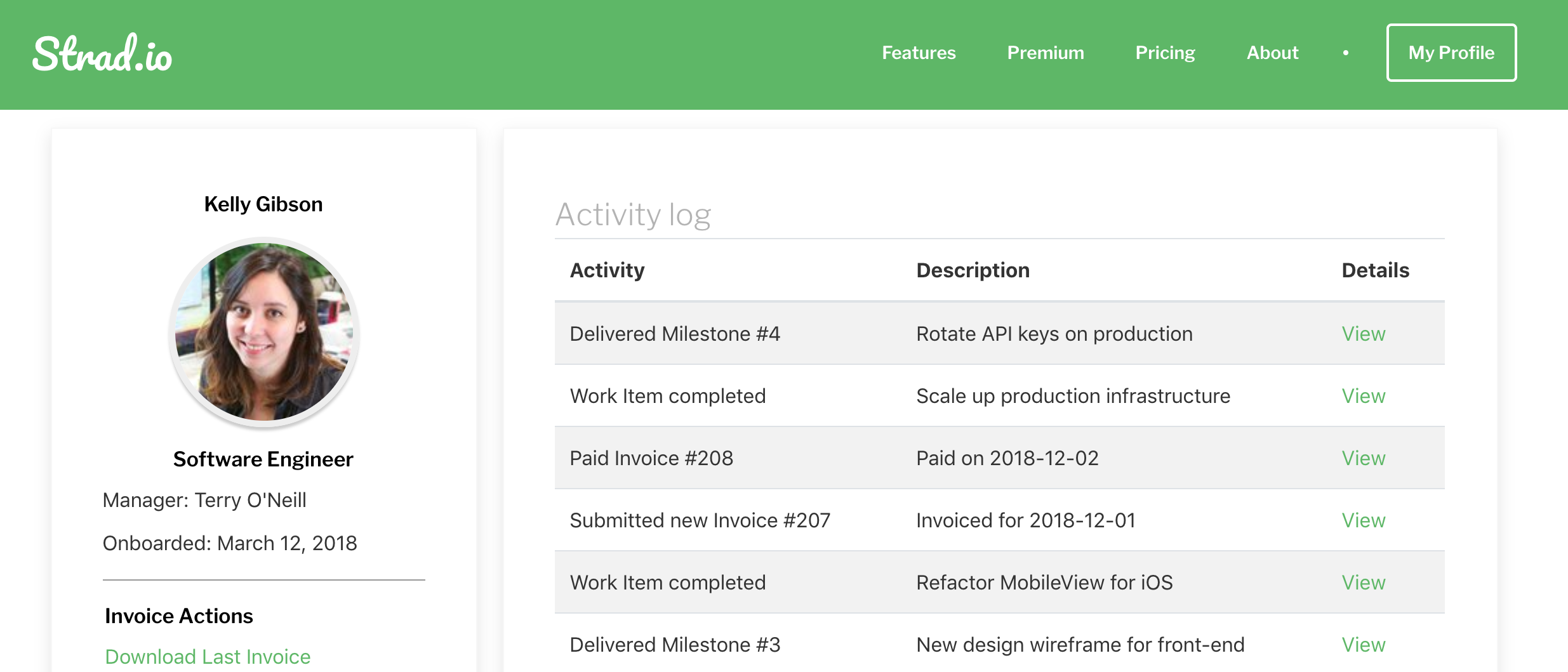 A screenshot of the Stradio dashboard